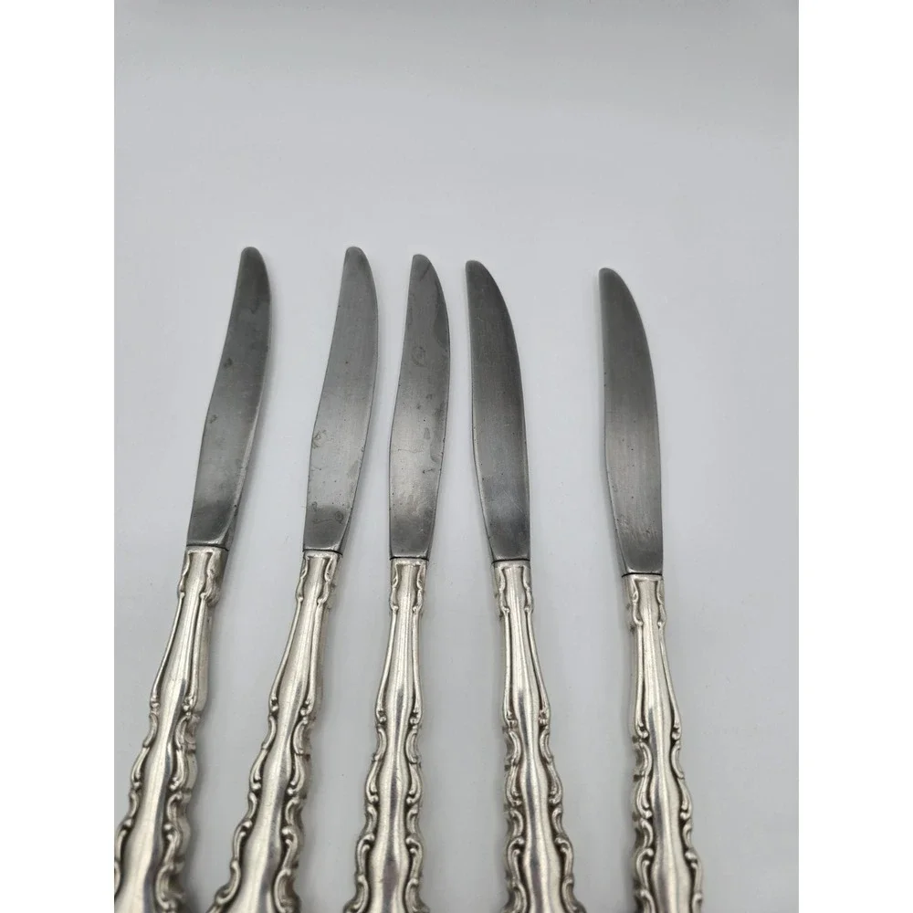 Oneida Community Silverplate Modern Baroque Salad Forks Set Of 5 Silver Plate